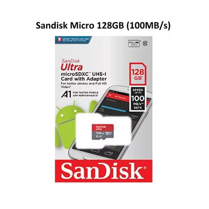 Thẻ nhớ micro SD san disk Ultra A1 128GB SDXC 100Mbs