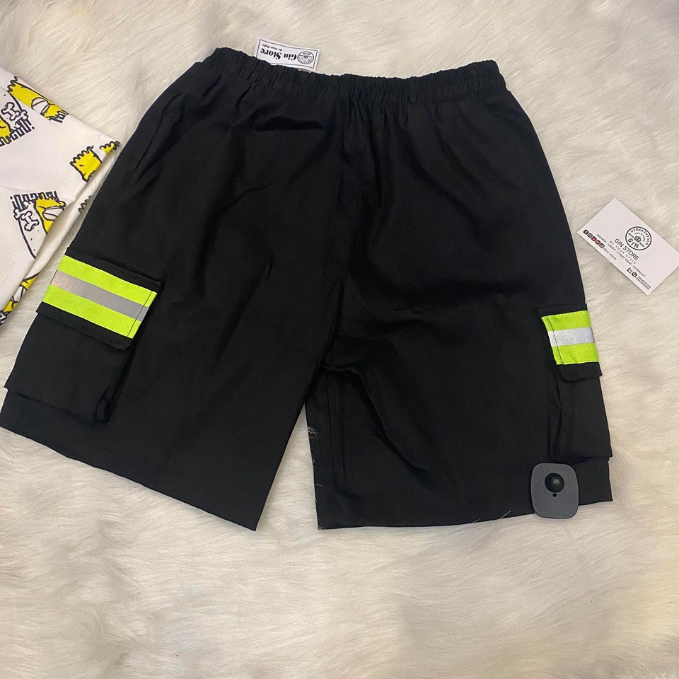 QUẦN SHORT KAKI VIỀN XANH PHẢN QUANG - GIN STORE (ginstore3)