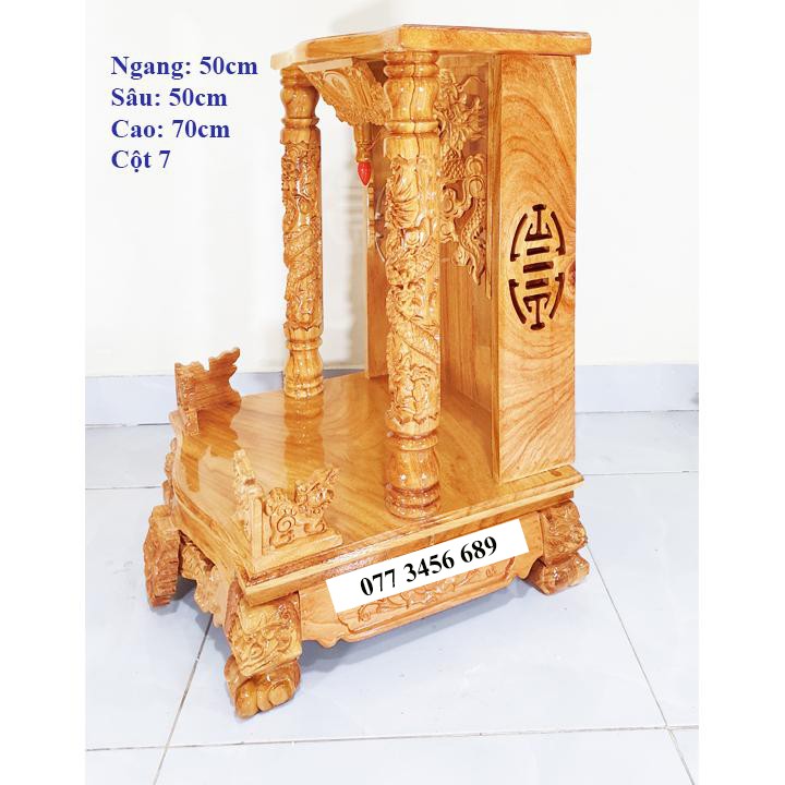 Bàn thờ thần tài ông địa gỗ gõ đỏ ngang 50cm quỳ trụ  cột 7cm