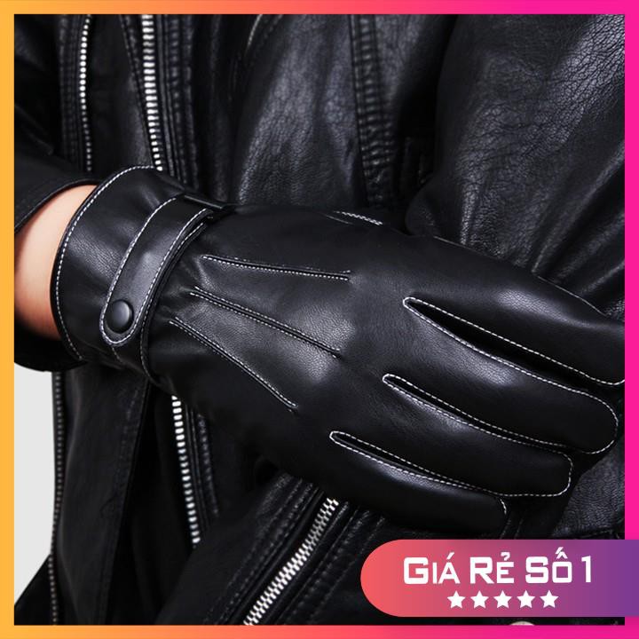 Găng Tay Da Lót Lông Cảm Ứng Smart phone chống nước cảm ứng 10 ngón cực nhạy