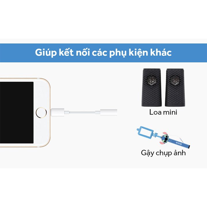 Cáp chuyển đổi lightning sang 3.5mm zin có thể nghe nhạc nói chuyện và livestream
