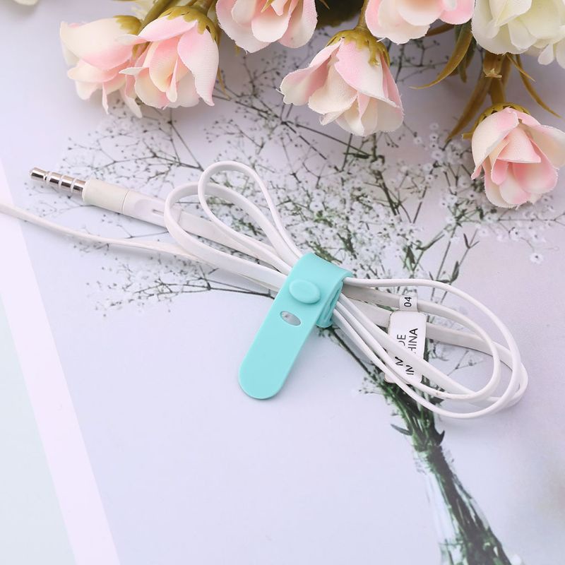 Bộ 4 dây buộc giữ dây cáp USB/tai nghe gọn gàng bằng silicon mềm