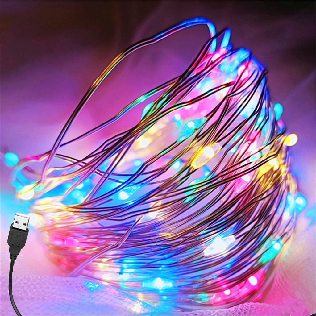 5M / 10M LED dây câu chuyện cổ tích Bộ nguồn USB không thấm nước dây đồng ánh sáng cổ tích phù hợp cho phòng cưới sân vườn ánh sáng trang trí cây thông Noel