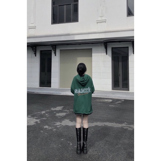 ÁO HOODIE CHÂN CUA FORM RỘNG THÊU LOGO SAMIÉ PREMIUM  - ÁO HOODIE MOSS GREEN DÂY RÚT - HOODIE MÀU XANH LÁ