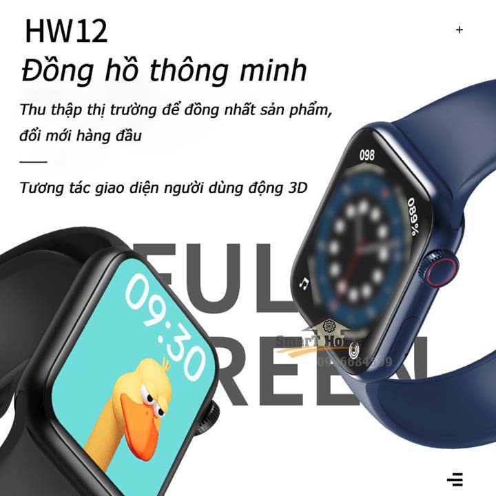 Đồng Hồ Thông Minh Giá Rẻ Hw12 Nghe Gọi, Thay Hình Nền Cá Nhân Tùy Ý, Đo Nhịp Tim, Thông Báo Tin Nhắn, Pin Trâu 3-5 Ngày