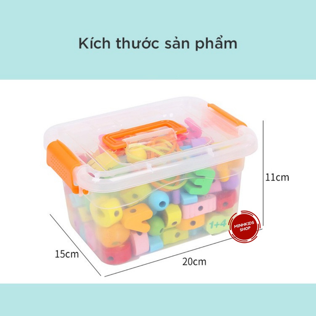 Đồ Chơi Xâu Hạt 106 Chi Tiết Bằng Gỗ Gồm Số Chữ Cái Các Con Vật Giúp Bé Học Nhận Biết Và Rèn Luyện Vận Động Tinh