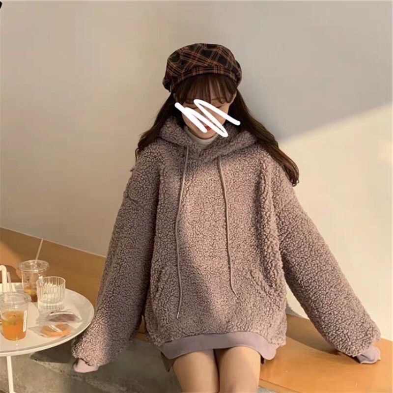Áo lông cừu tai gấu cao cấp  cho nam và nữ phom to siêu đẹp