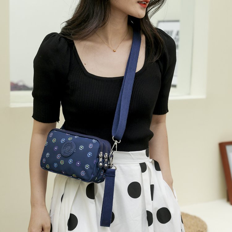 Túi Đeo Vai Hình Vuông Cỡ Nhỏ Vải Oxford Thiết Kế Khóa Kéo Độc Đáo Thời Trang