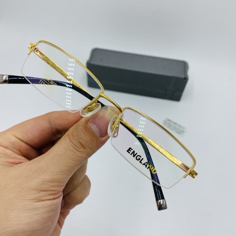 Gọng kính England titanium tinh khiết mạ vàng thật 18k
