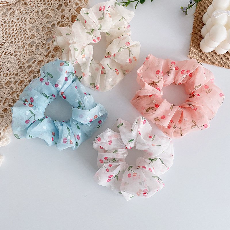 Dây cột tóc vải scrunchies quả cherry phiên bản Hàn Quốc siêu dễ thương DCR