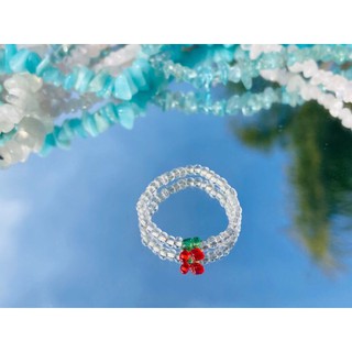 Nhẫn hạt cườm hình cherry handmade