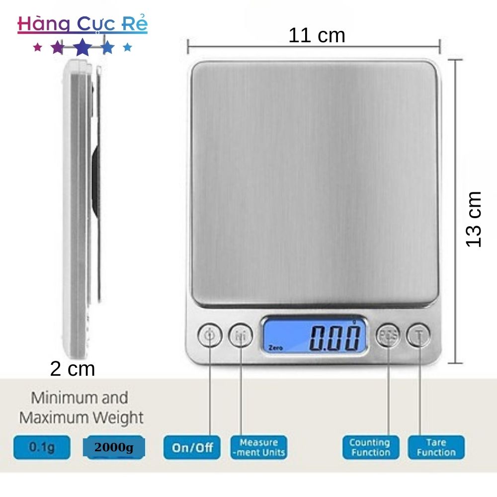 Cân tiểu ly điện tử nhà bếp mini 1kg, làm bánh độ chính xác cao từ 1g đến 1000g, dùng pin AAA - Shop Hàng Cực Rẻ