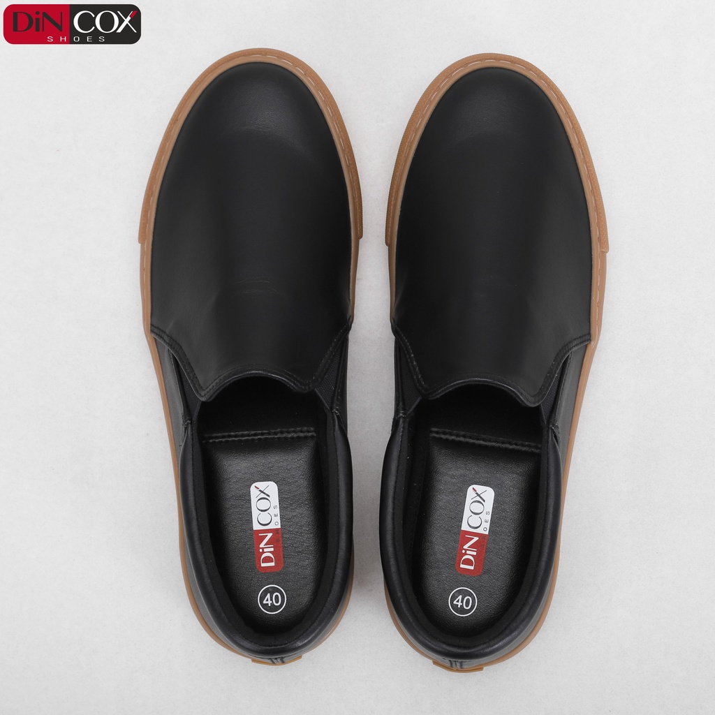 Giày Lười Sneaker Da Nam DINCOX C38 Đơn Giản, Lịch Lãm Black