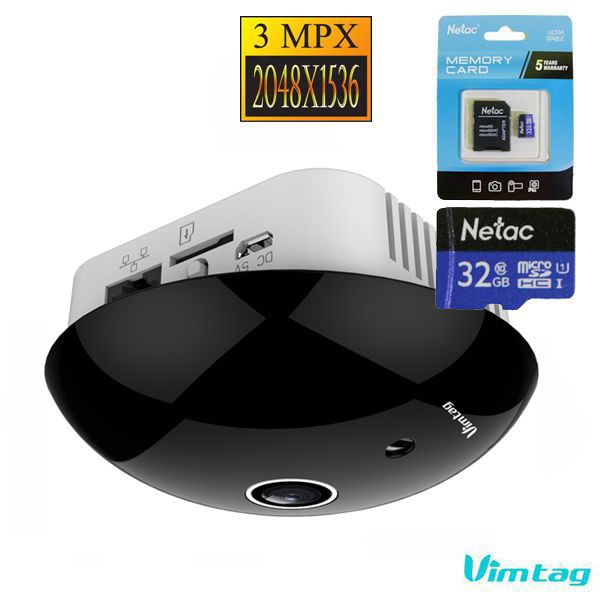 CAMERA IP WIFI ỐP TRẦN VIMTAG F2 TOÀN CẢNH 360 ĐỘ, 3Mpx - Hình ảnh 1536P Sắc Nét.