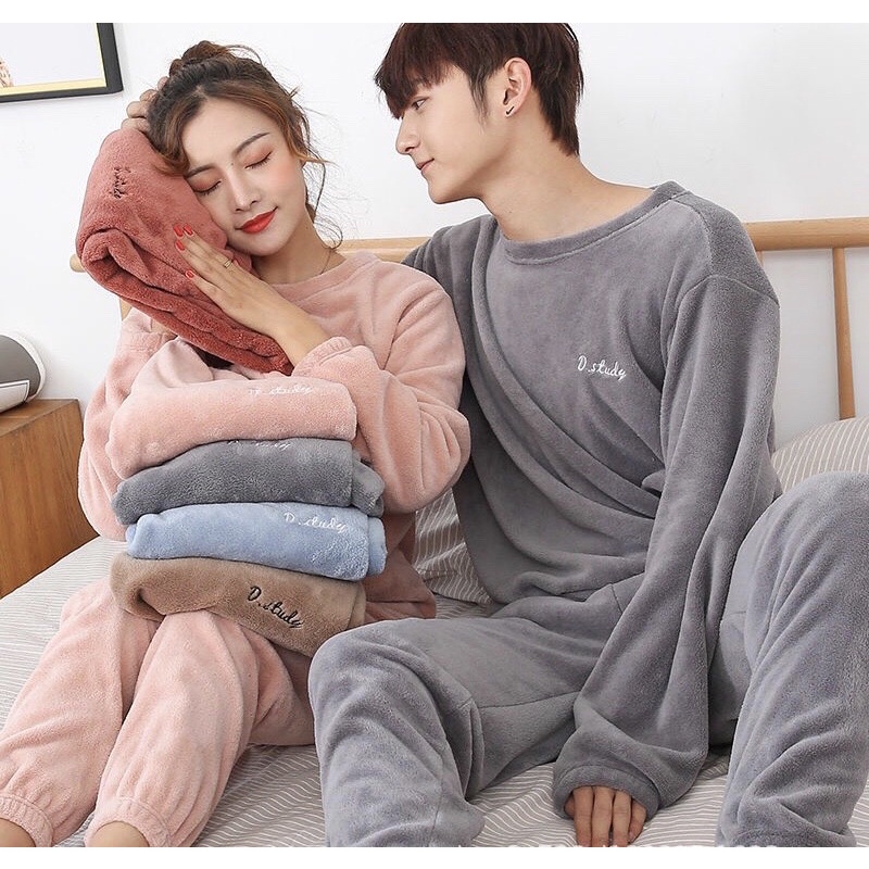 Bộ Đồ Ngủ Lông FreeSize , Bộ Bông Nỉ Giữ Nhiệt Bo Gấu Mặc Nhà Siêu Ấm D' Studio