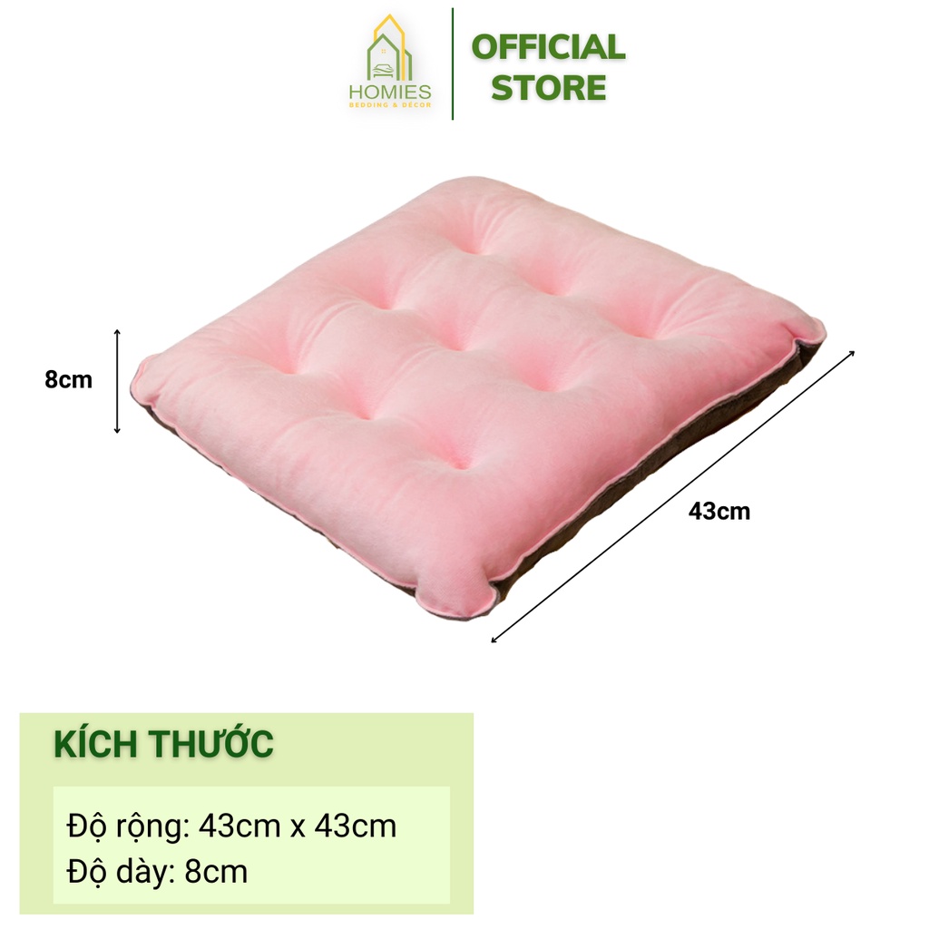 Đệm Ngồi Bệt Phối Màu HOMIES Hình Vuông Vải Nhung Mềm Mịn Decor Trang Trí - Kích Thước 40cm x 40cm