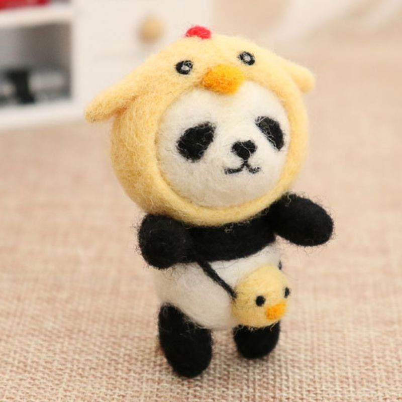 Wool FeltdiyMaterial Package Poke Handmade Fabric Panda Doll Pendant Doll Tourist Souvenir