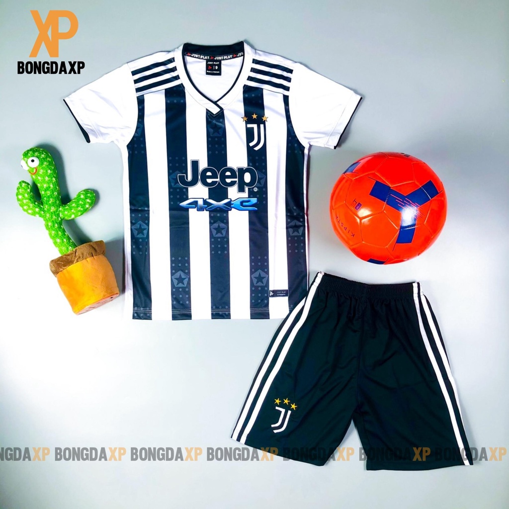 Quần áo bóng đá, đồ đá banh trẻ em CLB Juven Sọc Siêu cưng Vải thun lạnh cao cấp