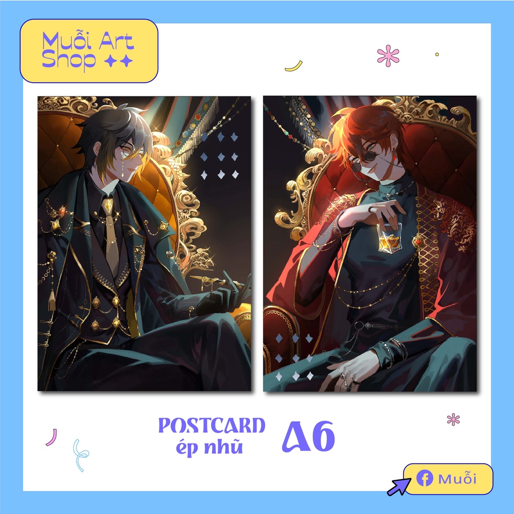 Postcard Genshin Impact ép nhũ