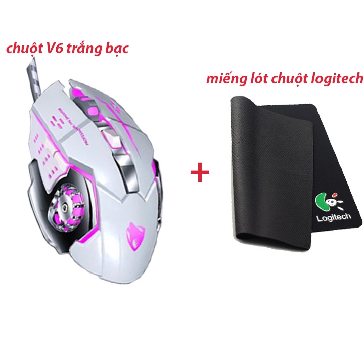 Chuột game T-Wolf V6 PRO Full Led, Chuột máy tính có dây gamming siêu nhạy 800 - 3200DPI, Đế di kim loại- BH 12 tháng