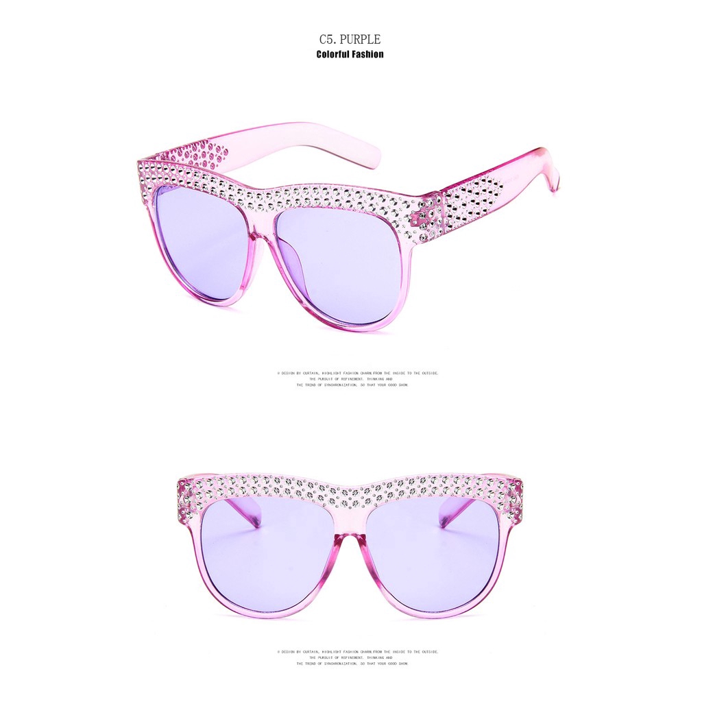 Kính mát gọng vuông đính kim cương thời trang cho nữ Samjune