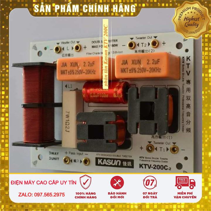 Bộ 2 Phân tần KASUN KTV-200C 2WAY (2 đường tiếng) 1 loa bass, 2 loa treble Chính hãng