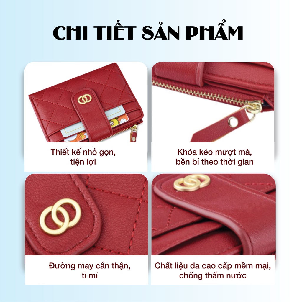 Ví Nữ Ngắn Mini Cầm Tay Đựng Tiền PERFECT FOR YOU Thời Trang Kẻ Caro Xinh Xắn Da Cao Cấp Cực Đẹp TL12 - GUTADO