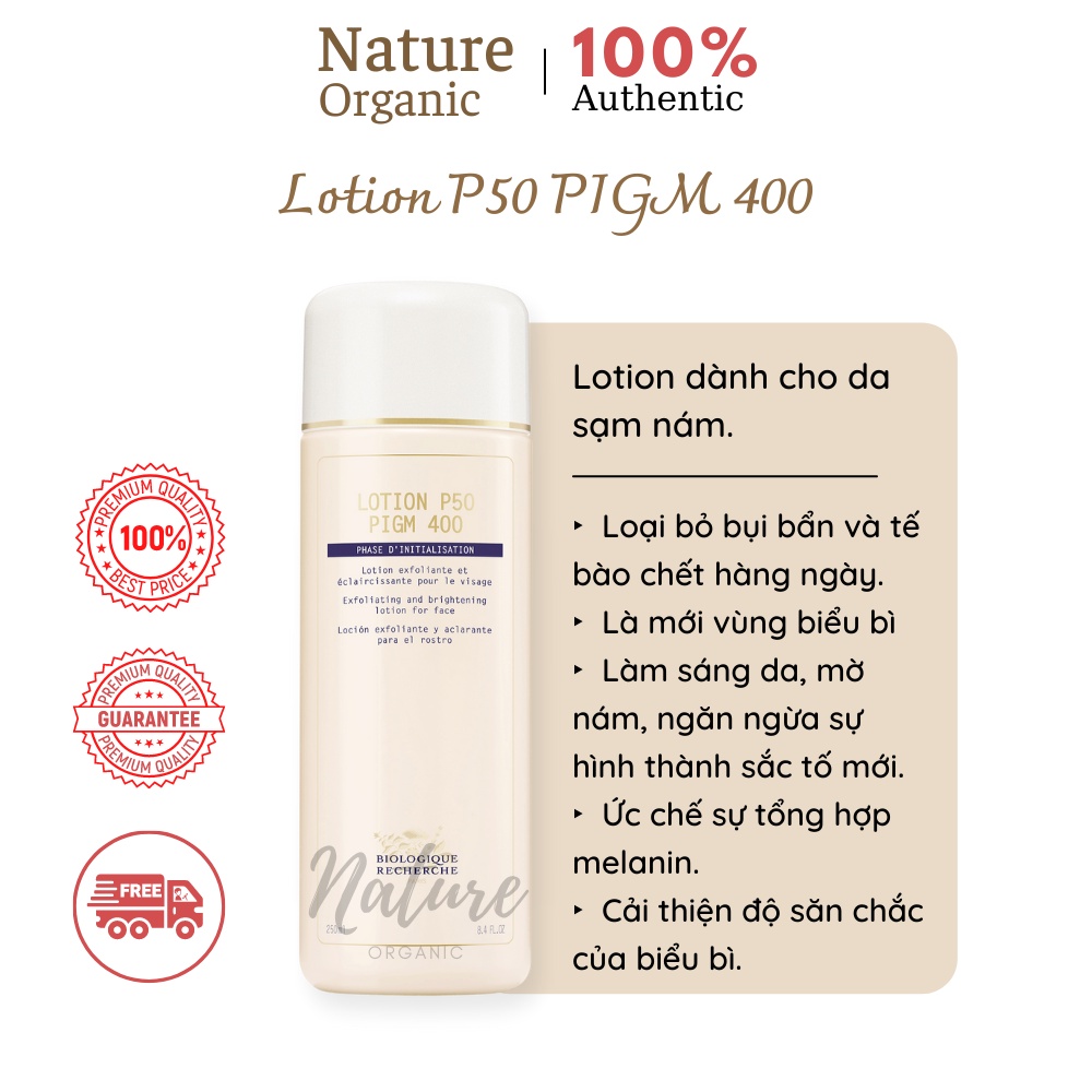 Lotion P50 PIGM 400 tẩy da chết, loại bỏ bụi bẩn và cân bằng độ pH đánh bay nám, tàn nhang - K08