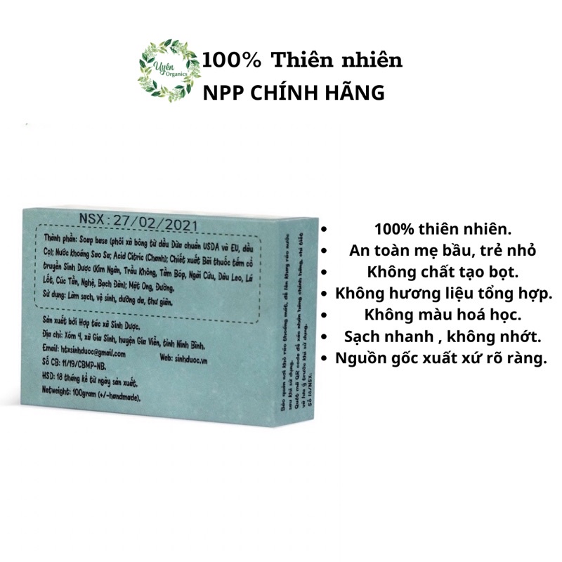 SINH DƯỢC Xà bông cao thảo dượcTặng Túi Lưới,Giá Chính HãngTắm, Rửa Tay, sạch khuẩn, giảm ngứa dị ứng,thiên nhiên