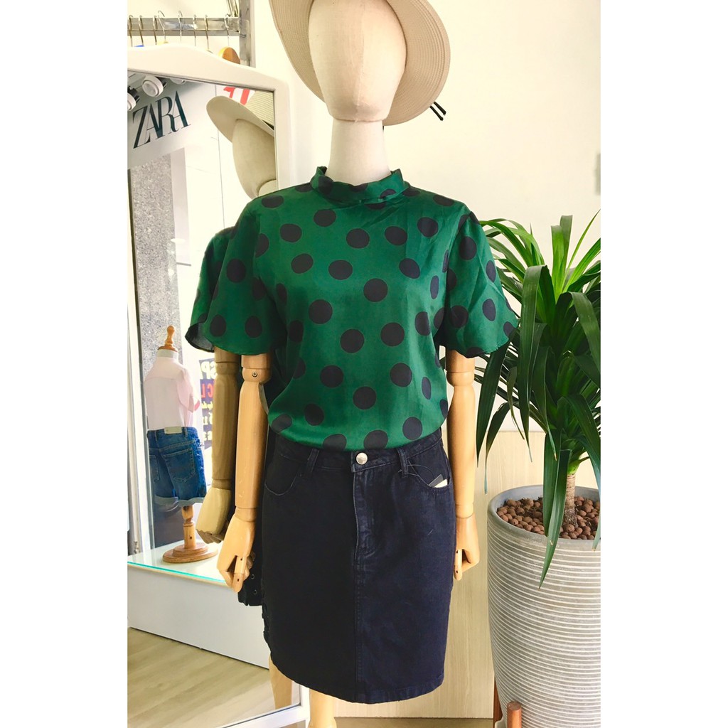 ÁO CHẤM BI BUỘC DÂY ZARA SĂN SALE