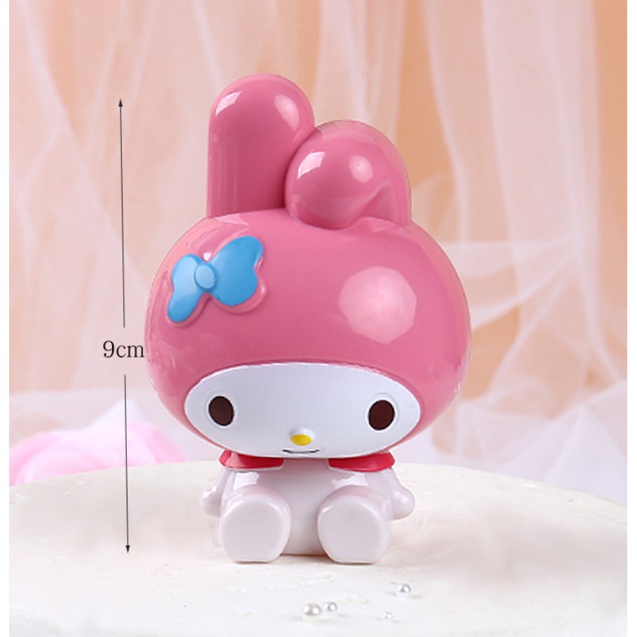 Bộ 3 mèo Hello kitty cao ~8cm trang trí bánh kem, mô hình mèo thỏ tai dài cỡ lớn