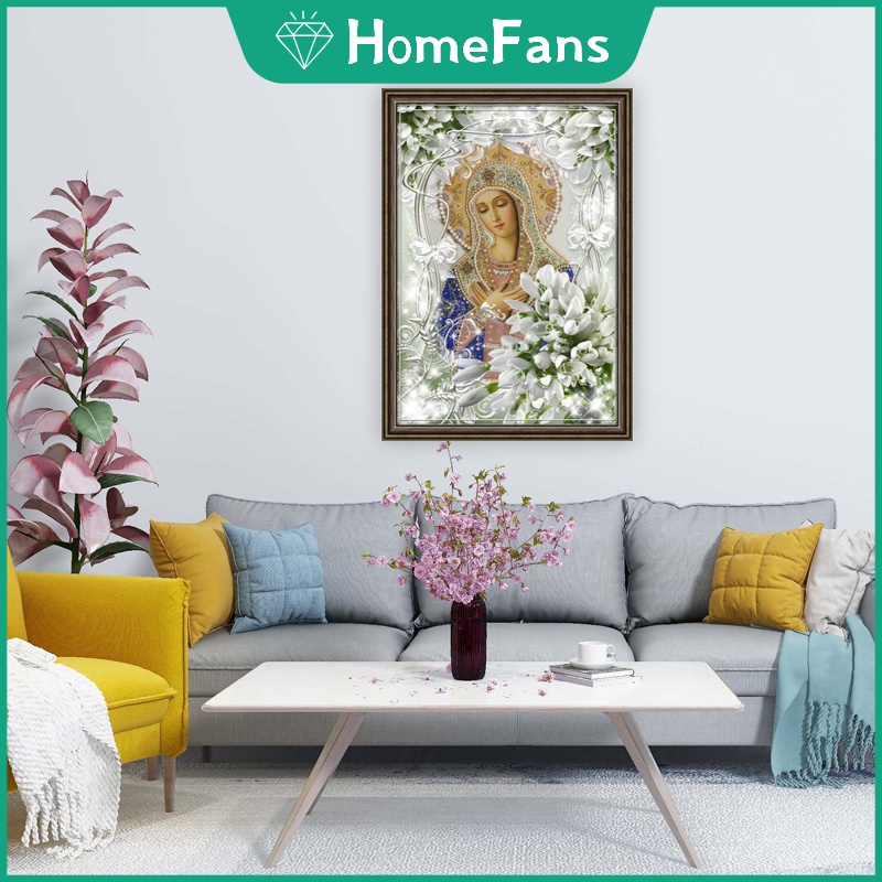 Bộ Tranh Đính Đá 5D Họa Tiết Đức Mẹ Mary Độc Đáo DIY Dùng Trang Trí Nhà Cửa 50x70cm