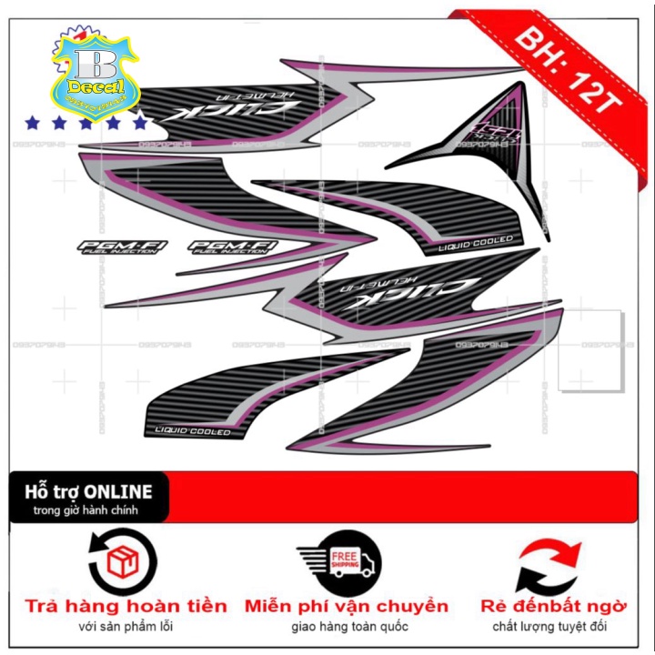 ( Quí khách vui lòng mang ra tiệm cho thợ dán ) Tem Click 125i đen