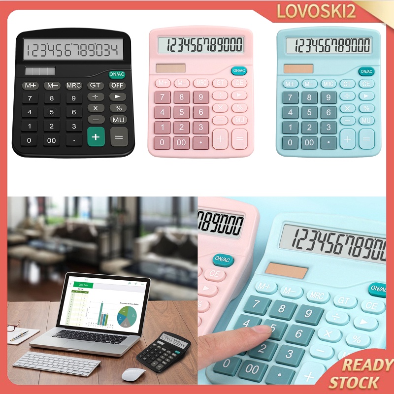 [LOVOSKI2]Office Handheld Desktop Calculator Dual Solar Power Business Accounts Black