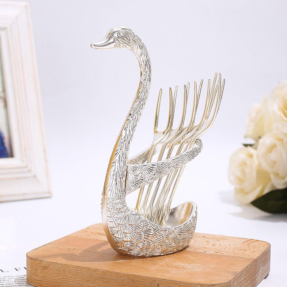 CONOPERY Bộ Giá Đỡ Muỗng Đũa Hình Thiên Nga Bằng Thép Không Gỉ Trang Trí Tiệc Cưới