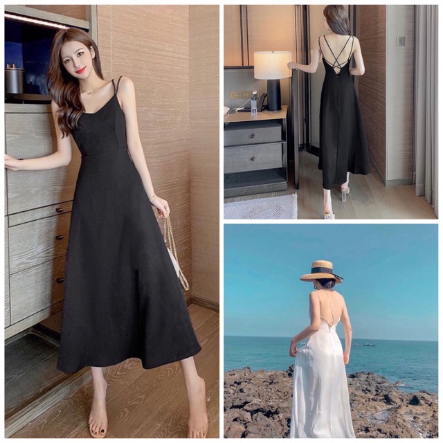 Đầm váy maxi trắng đi biển đan dây sau (kèm hình thật) | BigBuy360 - bigbuy360.vn