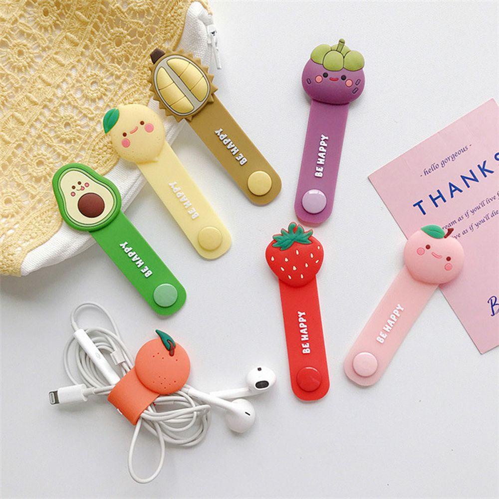 Phụ Kiện Quấn Dây Cáp Sạc USB Hình Trái Cây Dễ Thương|Kẹp Silicone Giữ Dây Cáp Để Bàn Tiện Lợi