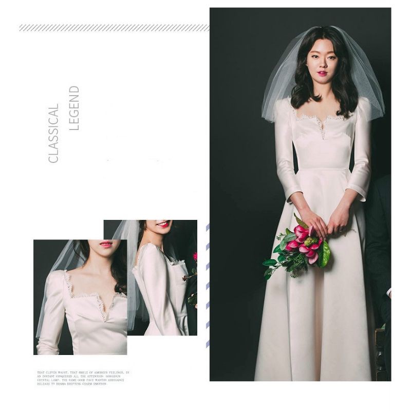 váy cưới cô dâu dạ hội trang trọng cổ viềng ren. đầm cưới chụp ảnh, đầm phù dâu | BigBuy360 - bigbuy360.vn