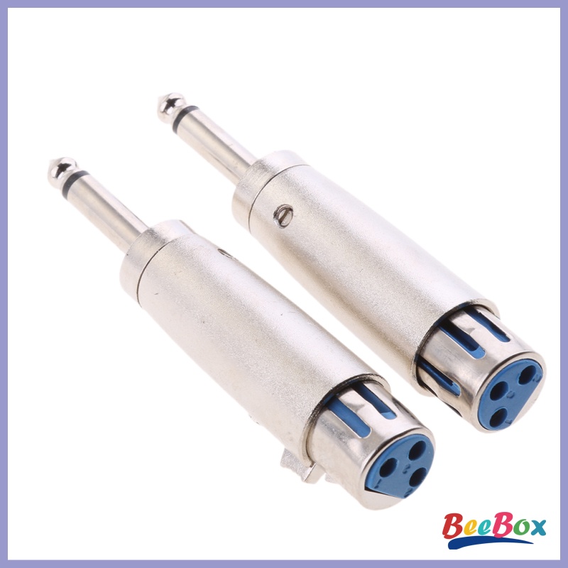 BeeBox 2 Pack XLR 3-Pin Female to 1/4\" 6.35mm Mono Male Jack Audio Mic Adapter