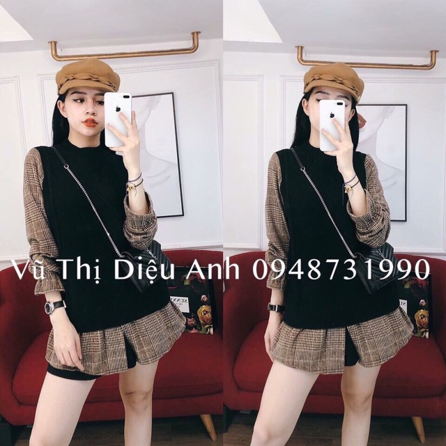 Áo len xẻ trước