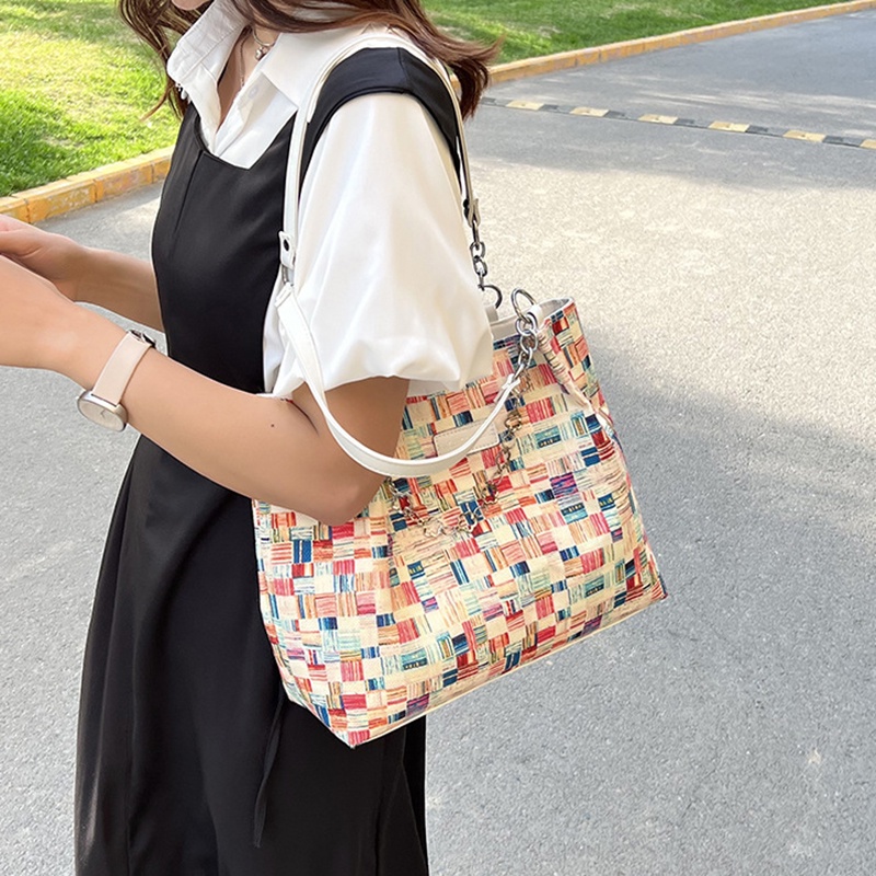 Túi đeo vai IELGY cỡ lớn họa tiết kẻ sọc thời trang cho nữ