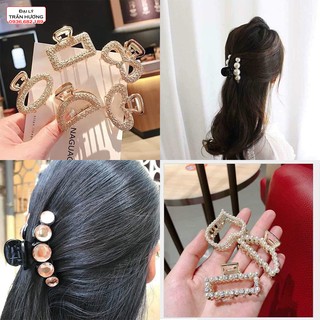 Set Kẹp Tóc Càng Cua Đính Đá Và Ngọc Trai Giả Xinh Xắn Thanh Lịch Dành Cho Nữ