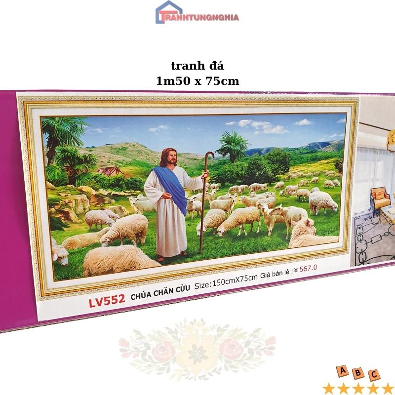 Tranh đính đá, tranh thêu chữ thập chúa chăn chiên