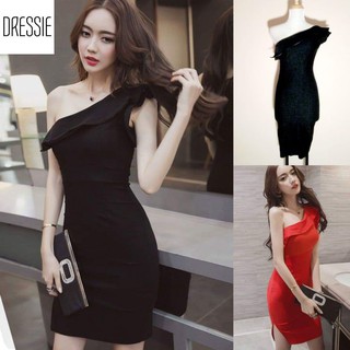 [HÌNH THẬT] Váy Áo Đầm Ôm Body Cao Cấp DRESSIE Hở Vai Thời Trang Nữ Đẹp Dạo Phố Dự Tiệc Cưới Xinh Xắn - DB95 (Đen - Đỏ)