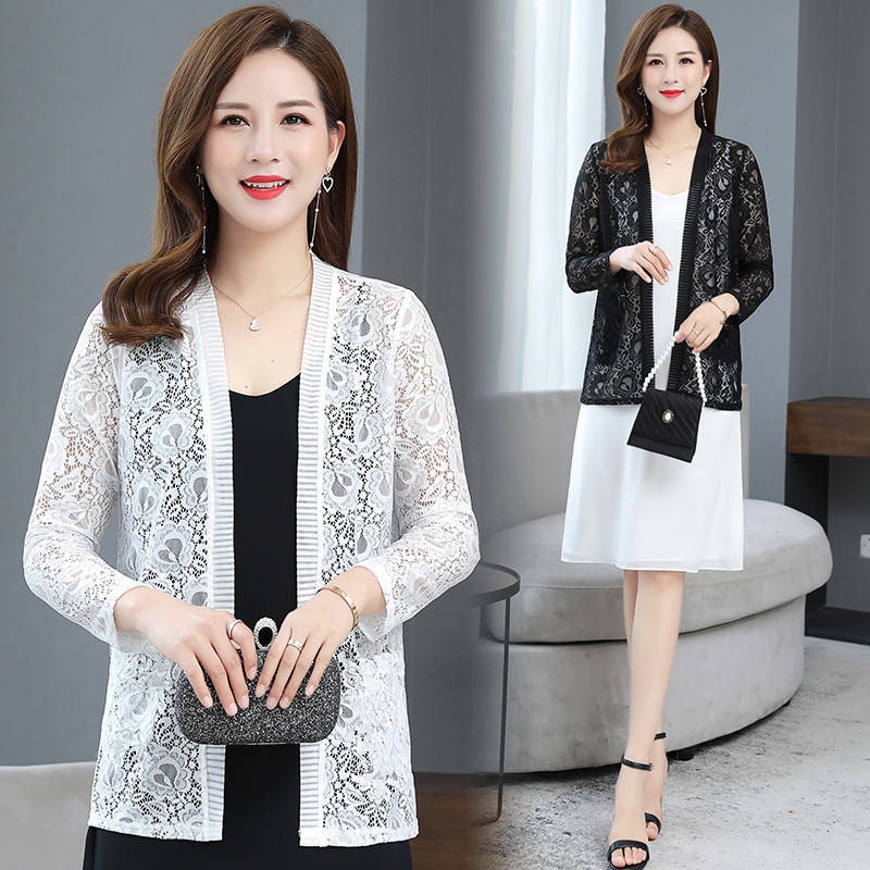 Áo khoác ren mỏng dáng dài size lớn cho nữ thời trang mới