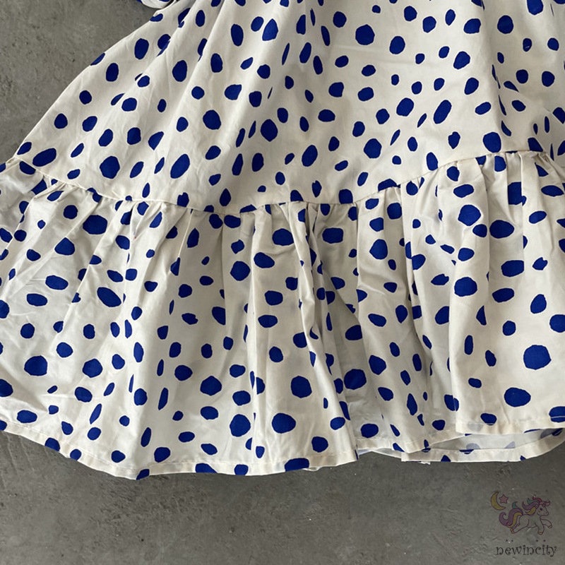 Đầm Công Chúa Tay Ngắn Phồng Họa Tiết Chấm Bi Dễ Thương Thời Trang Mùa Hè Phong Cách Hàn Quốc Dành Cho Bé Gái