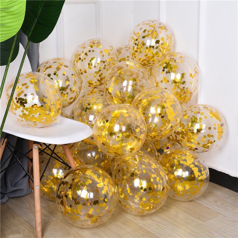 10 bong bóng 12 inch trong suốt lấp lánh dùng để trang trí tiệc tùng