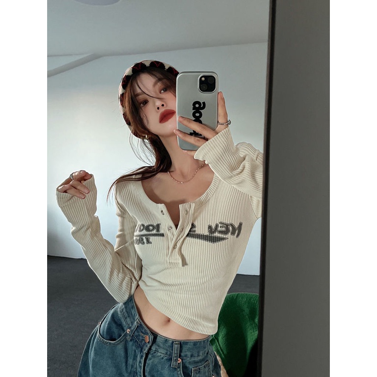 Áo Thun DàI Tay In HọA TiếT GợI CảM Cho Nữ