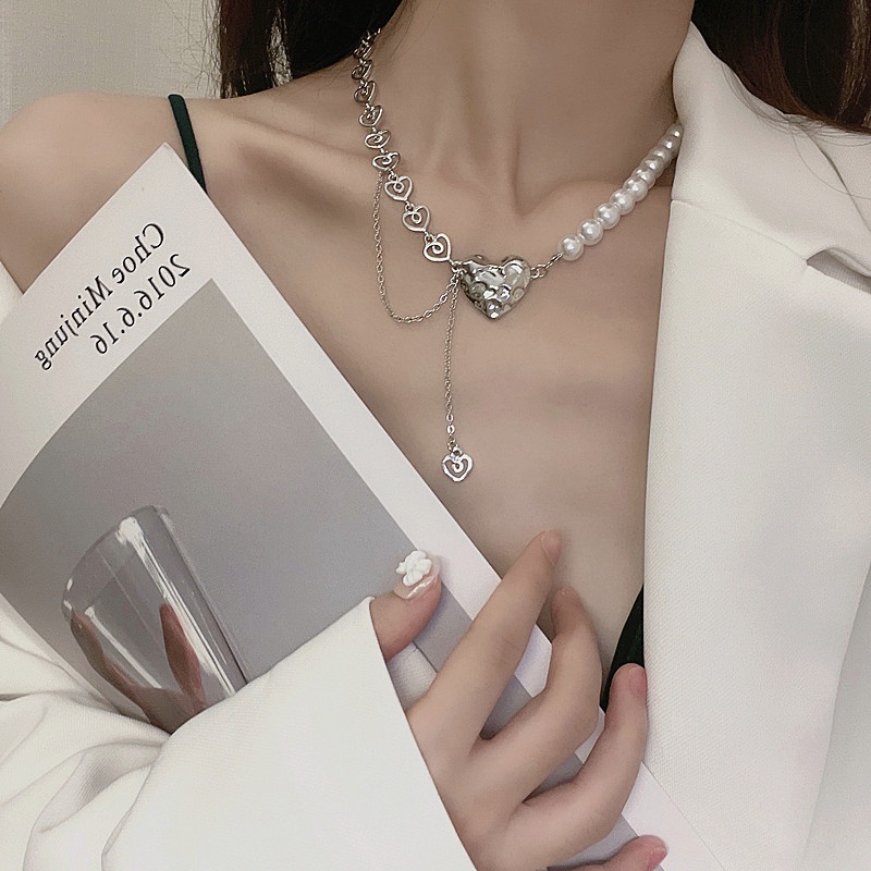 IF ME Vòng cổ   Y2K mặt trái tim/bướm đính ngọc trai giả thời trang cho nữ