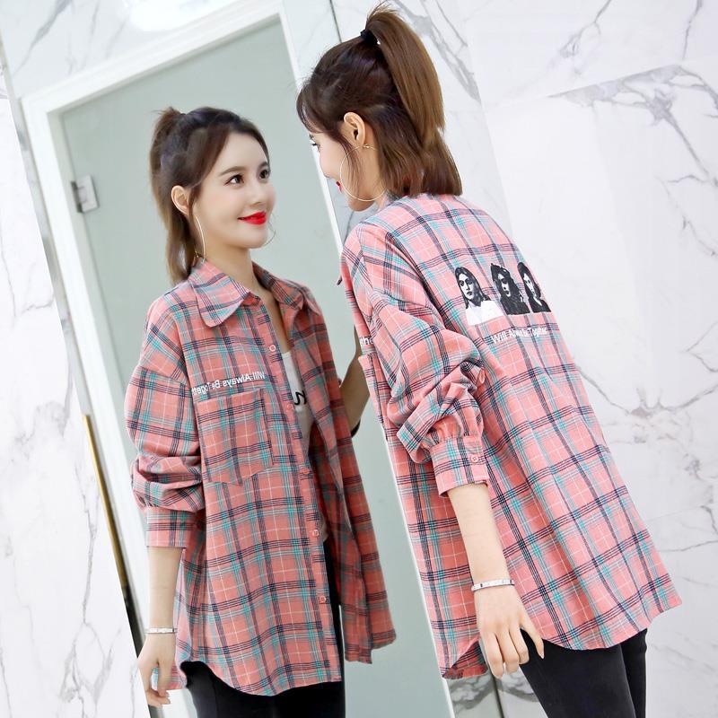 Áo Sơ Mi Tay Cánh Dơi Form Rộng Họa Tiết Sọc Caro Phong Cách Hàn Quốc